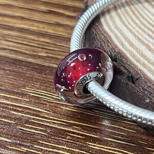 Murano Glass Disney Snow White's Red Red Effervescence Clear Bead Charm
